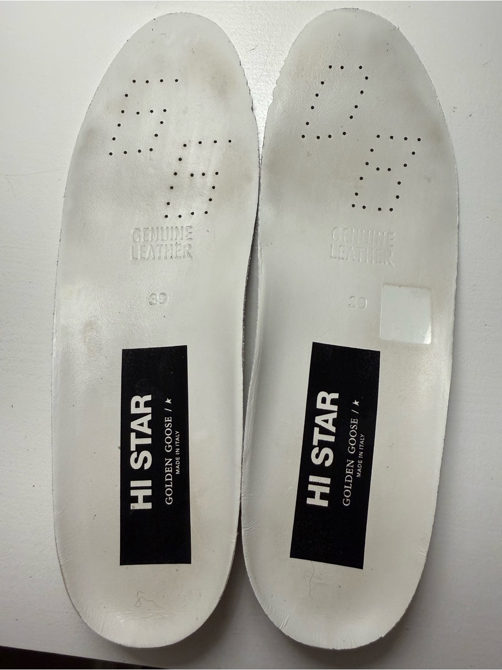 Golden Goose HI STAR White Leather Sneakers with Blush Star and Metallic Heel - Picture 9 of 16